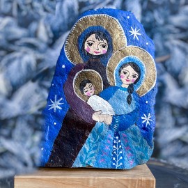 Maryjka Rodzinna malowana na kamieniu